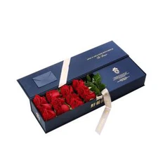 Boîtes de livraison florales luxe papier bleu Rose fleur bouquet boîte-cadeau